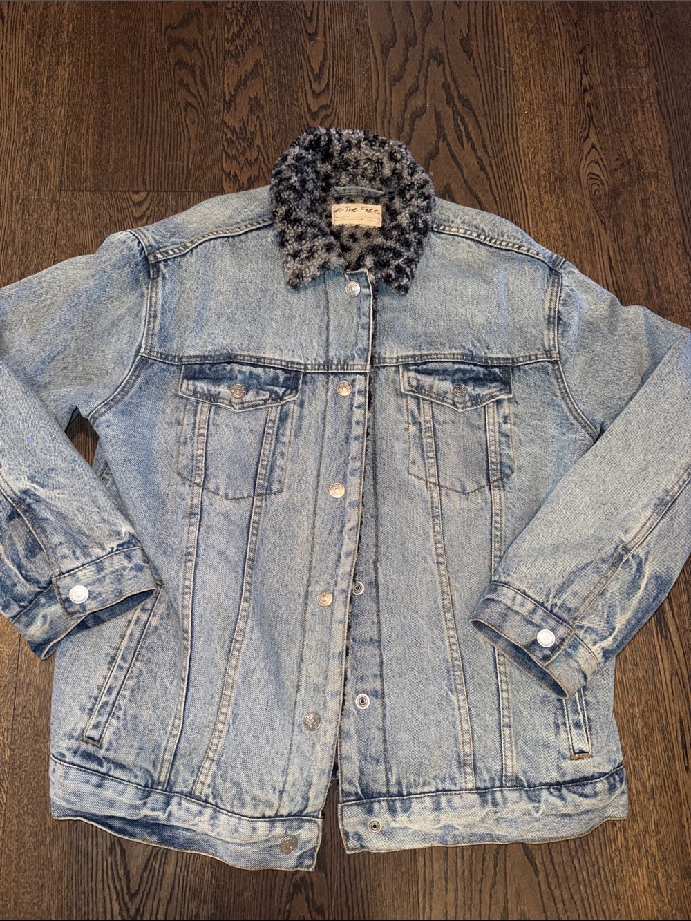 We the free | wild ones Sherpa lined denim jacket | size small EUC - Picture 4 of 9
